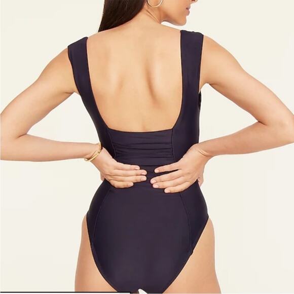 J. Crew Women’s Ruched Square Neck One Piece Swimsuit Safari Green Plus Size 24 - Picture 5 of 15